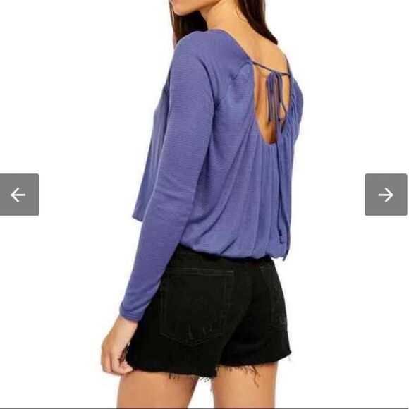 NWT Free People Bondi Thermal Cropped Swing Top in Blue - Picture 3 of 7